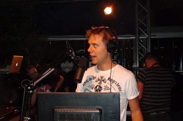 Van Buuren broadcasting the milestone 500th episode of his A State of Trance show at the official pre-party, live from Club Trinity in Cape Town on 17 March 2011.