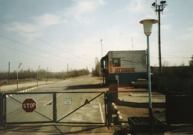 Entrance to the zone of alienation around Chernobyl