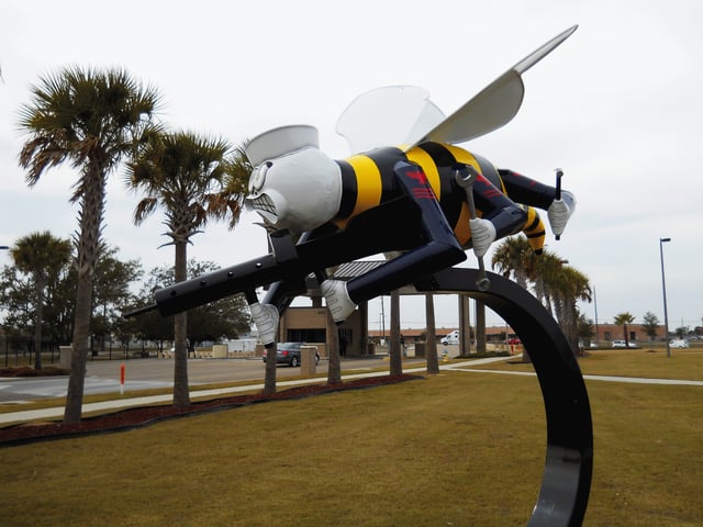 Fighting Seabee Statue designed by Seabee Architect L.J. Atkison in 1965. Originally designed for a Mardi Gras parade, it was retired to a statue in 1966 at Gulfport, Mississippi, (U.S. Navy)