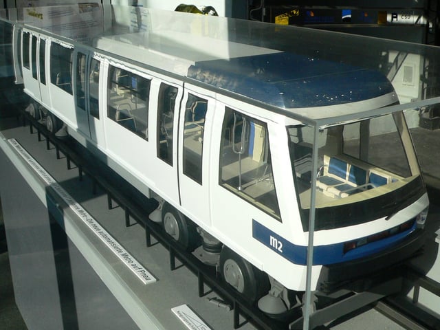 1/10 scale model of the new m2 metro in Lausanne, of the same type as the Paris line 14