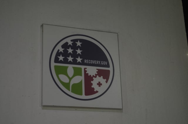 A recovery.gov plaque on public transport in Miami