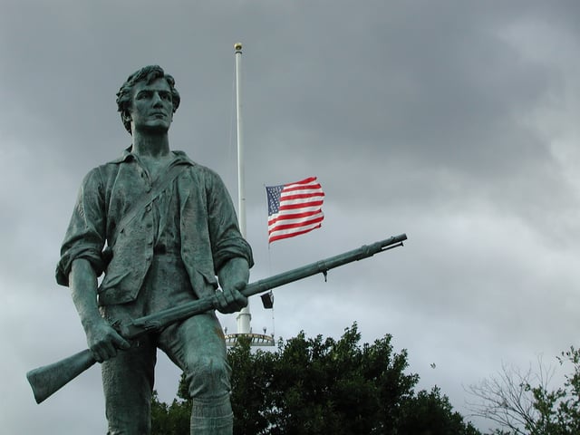 Ideals that helped to inspire the Second Amendment in part are symbolized by the minutemen.