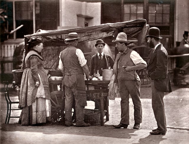 A street stall in London during the 1870s