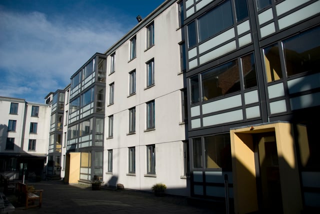 Interior courtyard of the modern Goldsmith Hall college residence