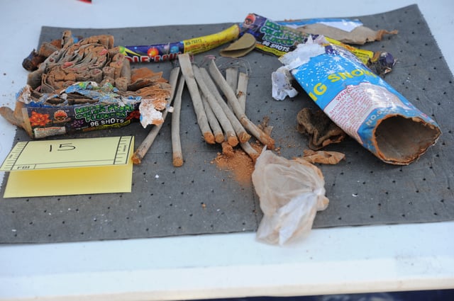 Emptied fireworks from Dzhokhar Tsarnaev's backpack, found in a landfill near the UMass Dartmouth campus
