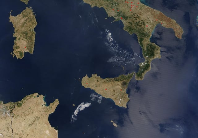 The two biggest islands of the Mediterranean: Sicily and Sardinia (Italy)