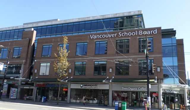 Headquarters of the Vancouver School Board. The English-language school district serves Vancouver and the University Endowment Lands.