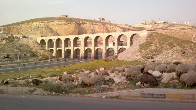 Ottoman railway ten arches bridge, built in 1910 in Amman
