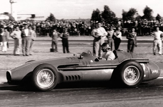 Juan-Manuel Fangio driving a Maserati 250F.