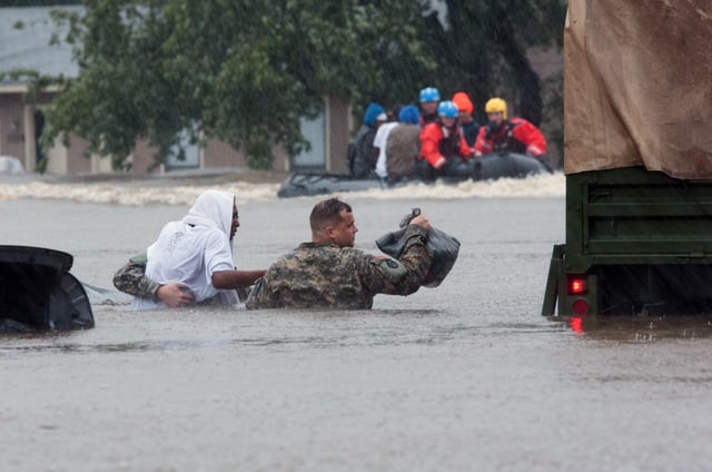 North Carolina National Guard assisting with high-water rescues in Fayetteville, North Carolina