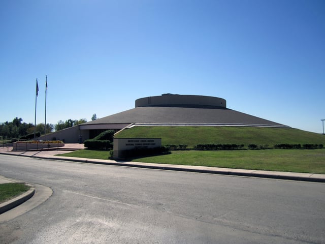 Muscogee (Creek) Nation Mound building. Seat of government for both Legislative and Judicial branches of government
