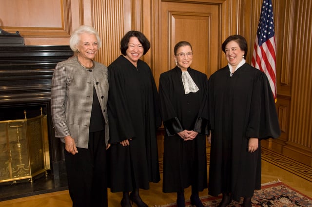 The first four female justices: O'Connor, Sotomayor, Ginsburg, and Kagan.