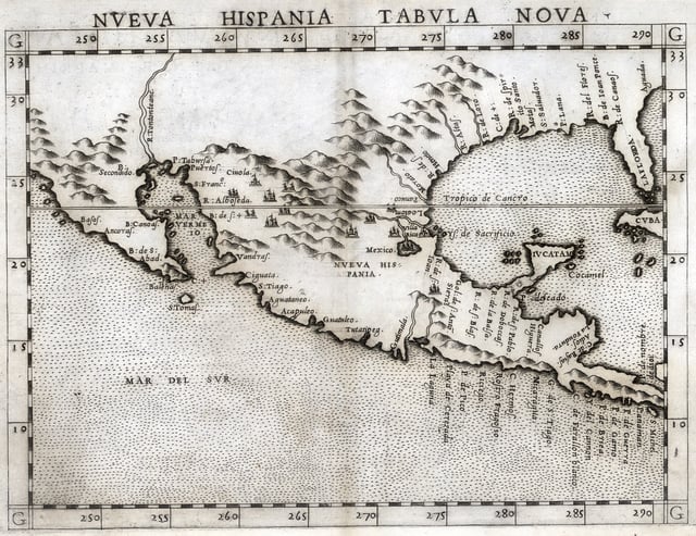 Girolamo Ruscelli's 1561 map of New Spain, Nueva Hispania Tabula Nova