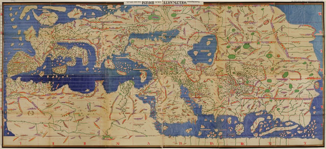 The Tabula Rogeriana, drawn by Al-Idrisi in 1154, one of the most advanced ancient world maps. Al-Idrisi also wrote about the diverse Muslim communities found in various lands.