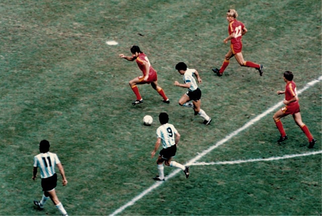 Maradona (pictured dribbling with the ball against Belgium in 1986) had excellent close ball control and would often go on runs taking on the opposition