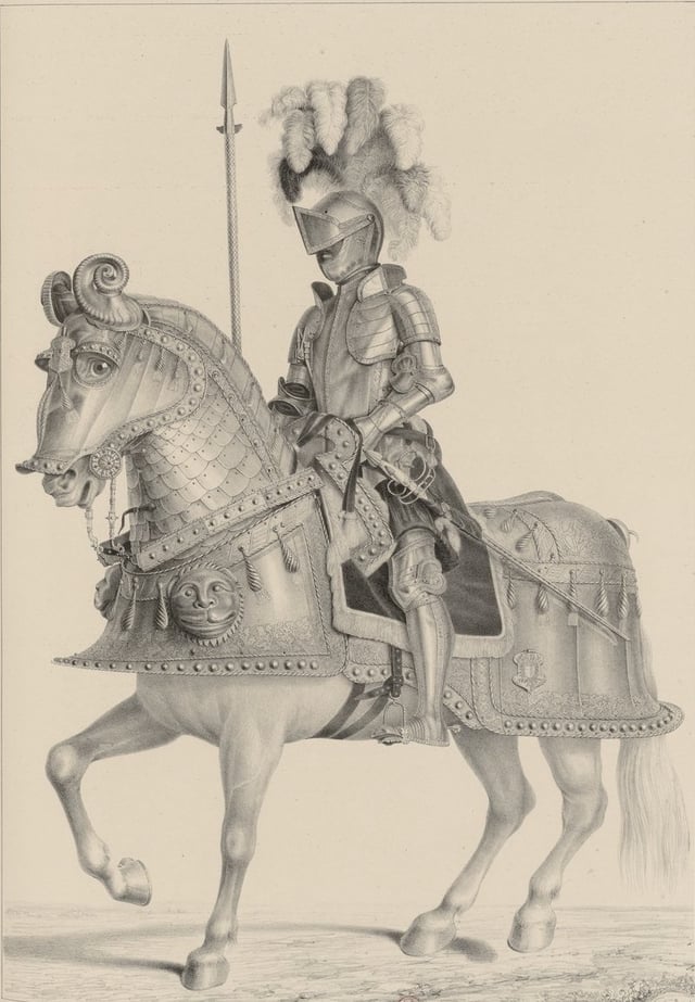 Equestrian armour of Emperor Charles V. Piece drawn from the collection of the Royal Armoury of Madrid