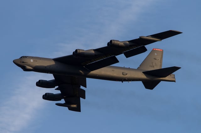 A B-52 taking off from Tinker AFB
