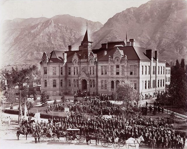 The Brigham Young Academy building circa 1900