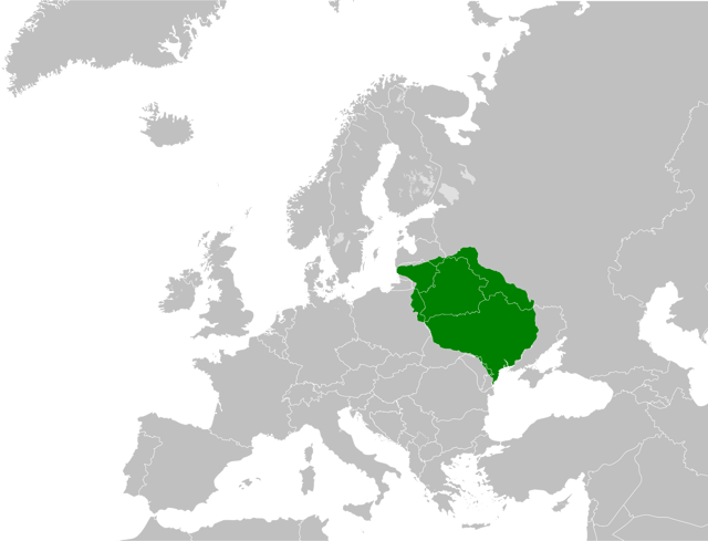 A map of the Grand Duchy of Lithuania in the 15th century. Belarus was fully within its borders.