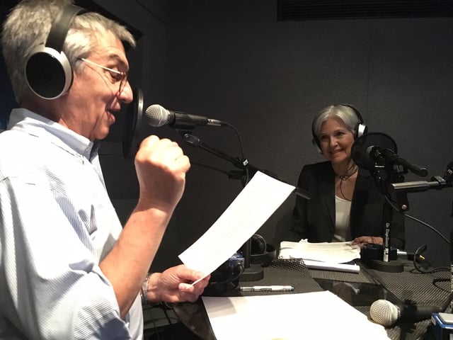 Stein with Jon Wiener, The Nation writer and host of the political podcast Start Making Sense in 2016