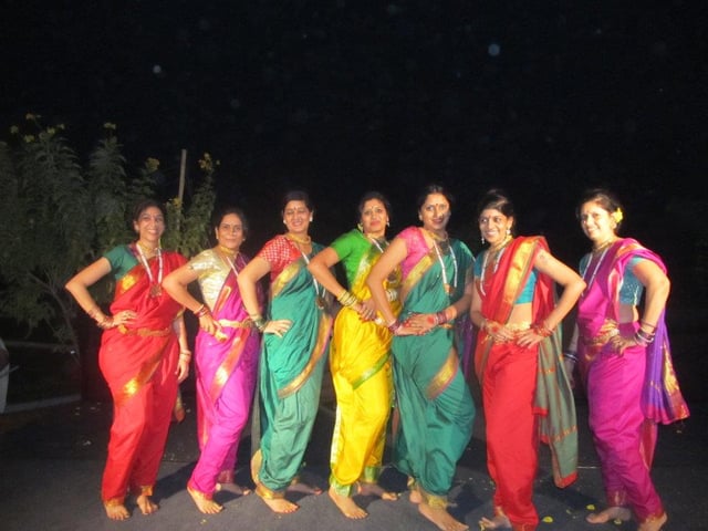 Members of Rotary club in Nagpur wearing the traditional Maharashtrian lugade or (nauwari), nine-yard sari