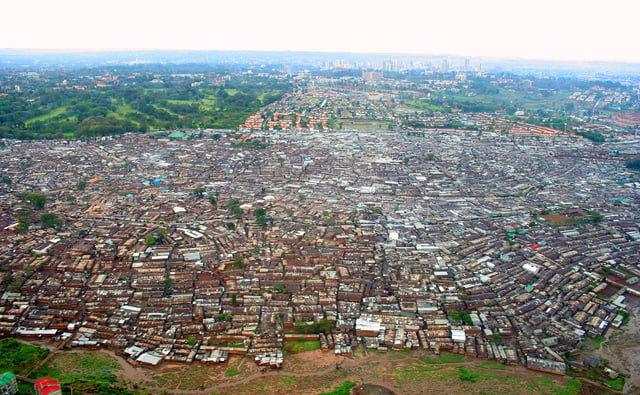 View of Kibera, the largest urban slum in Africa