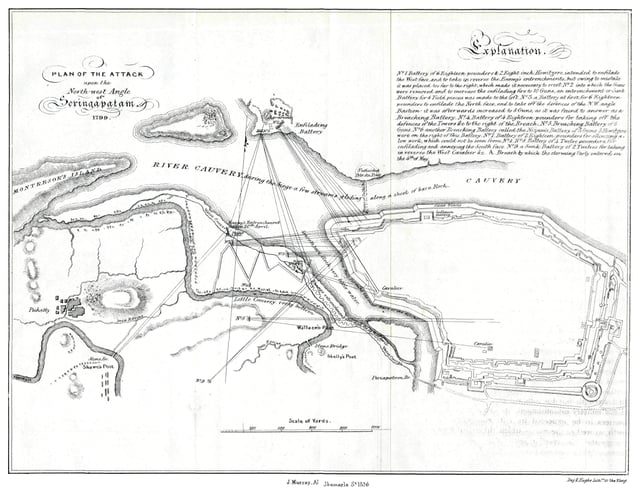 Plan of the attack on the north-west angle of Seringapatam