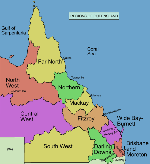 Commonly designated regions of Queensland