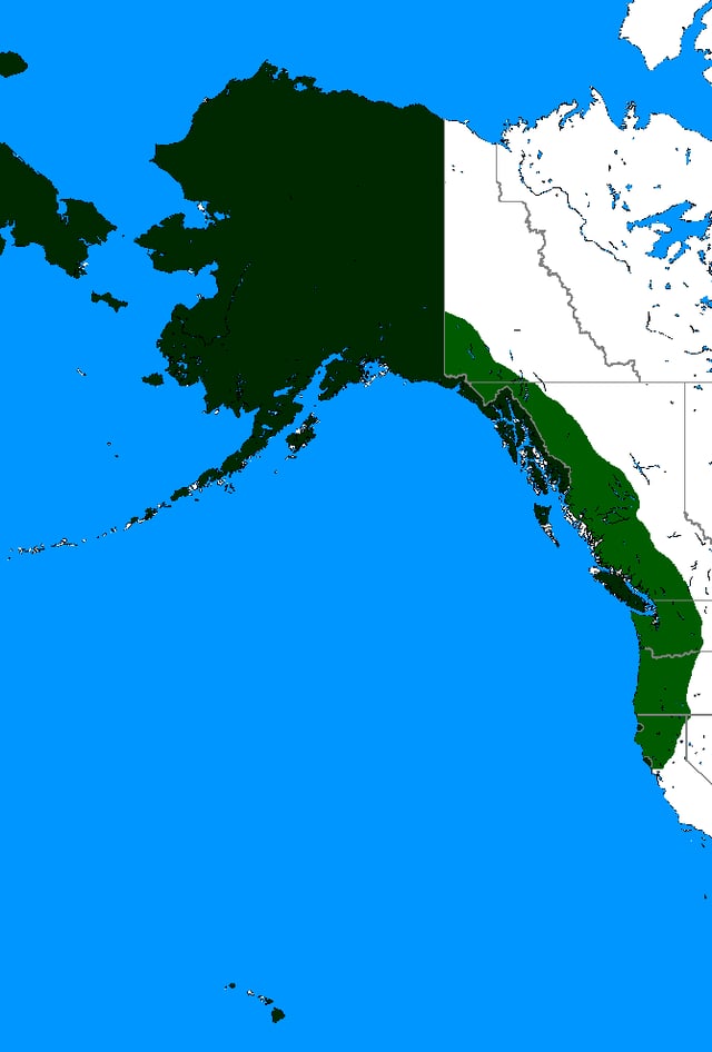 Russian claims in the Americas in green, 1812–1824