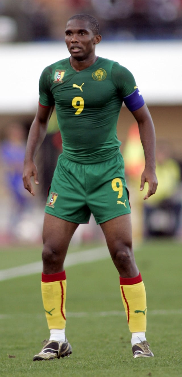 Eto'o playing for Cameroon in 2009.