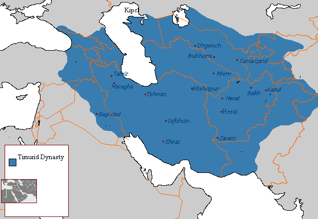 A map of the Timurid Empire.