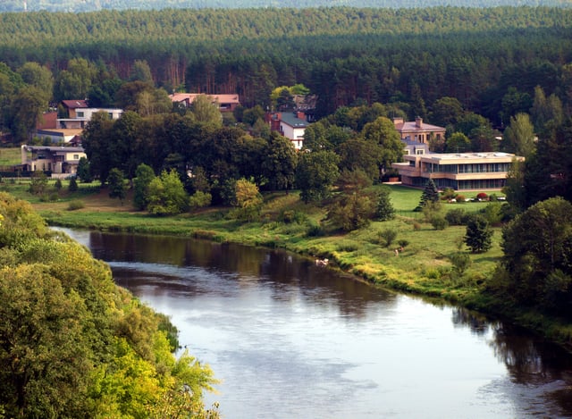 Part of Valakampiai neighborhood in Antakalnis eldership by the Neris River as seen from Verkiai Palace