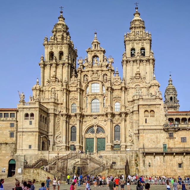 The towers of the Cathedral of Santiago de Compostela by Fernando de Casas Novoa (1680 (center tower) and 1738–50)
