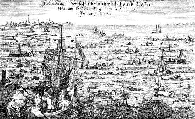 The Christmas flood of 1717 was the result of a northwesterly storm that resulted in the death of thousands.