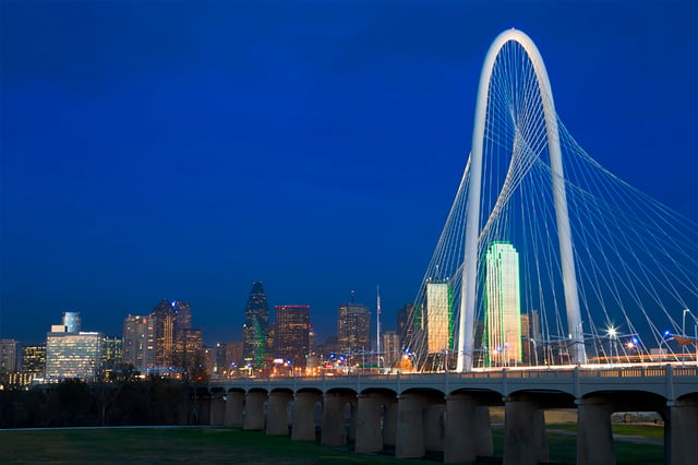 Named after Dallas philanthropist, the Margaret Hunt Hill Bridge spans the Trinity River