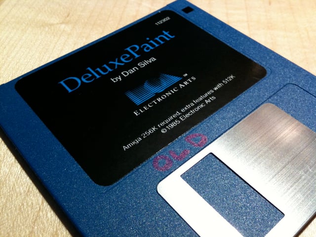 Amiga diskette containing the Deluxe Paint bitmap graphics editing program