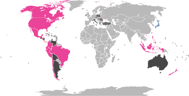 Current locations Military bases only Planned future locations Former locations