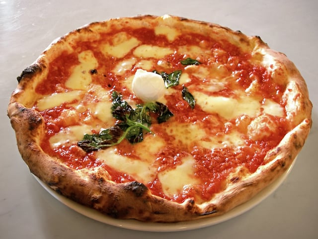 Neapolitan pizza. Pizza was invented in Naples.