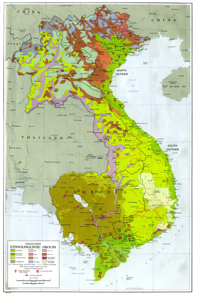 Ethnolinguistic map of Indochina, 1970