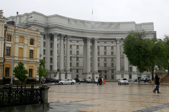 Ministry headquarters (part of a government complex) on territory of former St. Michael's Golden-Domed Monastery