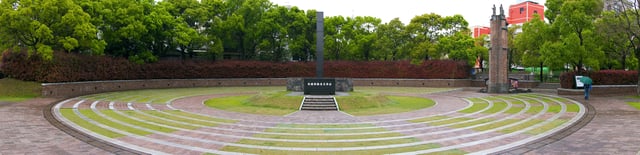 Panoramic view of the monument marking the hypocenter, or ground zero, of the atomic bomb explosion over Nagasaki