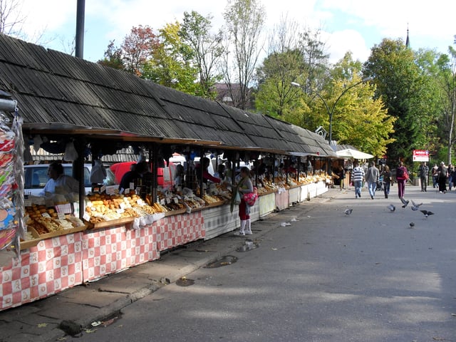 A traditional Polish sheep's cheese market in Zakopane, Poland