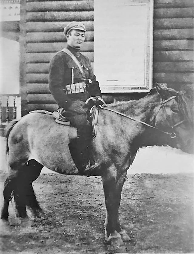 Sükhbaatar on horseback