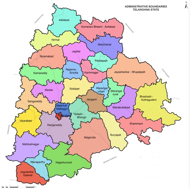 Telangana new districts created in 2016.