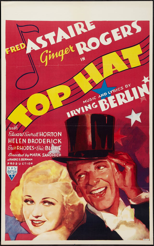 Fred Astaire and Ginger Rogers, the only performers ever to make the annual list of top box office stars while with RKO. Top Hat (1935) was the third of the eight films in which they costarred between 1934 and 1939.