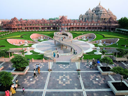 The Swaminarayan Akshardham Temple in Delhi, according to the Guinness World Records is the World's Largest Comprehensive Hindu Temple