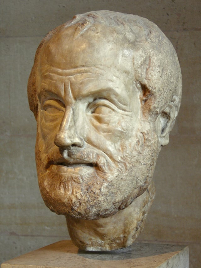 Portrait bust of Aristotle; an Imperial Roman (1st or 2nd century AD) copy of a lost bronze sculpture made by Lysippos