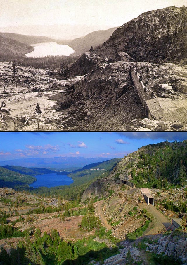 The CPRR grade at Donner Summit as it appeared in 1869 and 2003