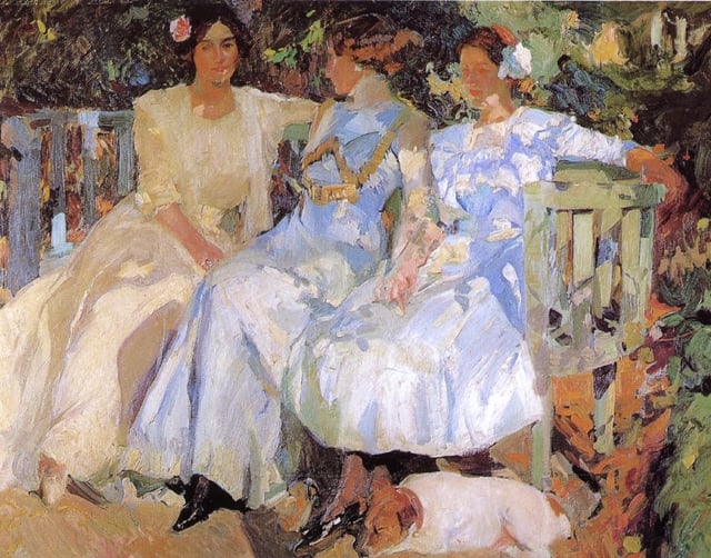 My Wife and Daughters in the Garden, 1910.