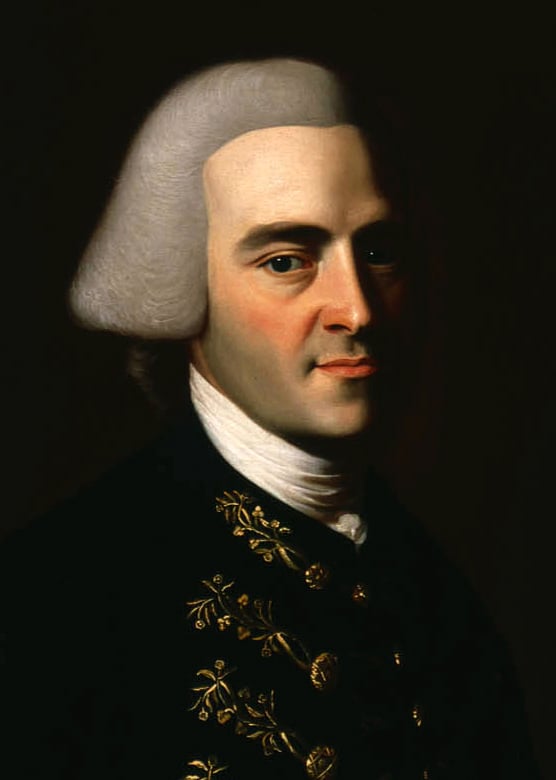 John Hancock, president of the Continental Congress, renowned for his large and stylish signature on the United States Declaration of Independence